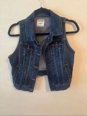 Old Navy Sleeveless Blue Denim Button-Front Vest